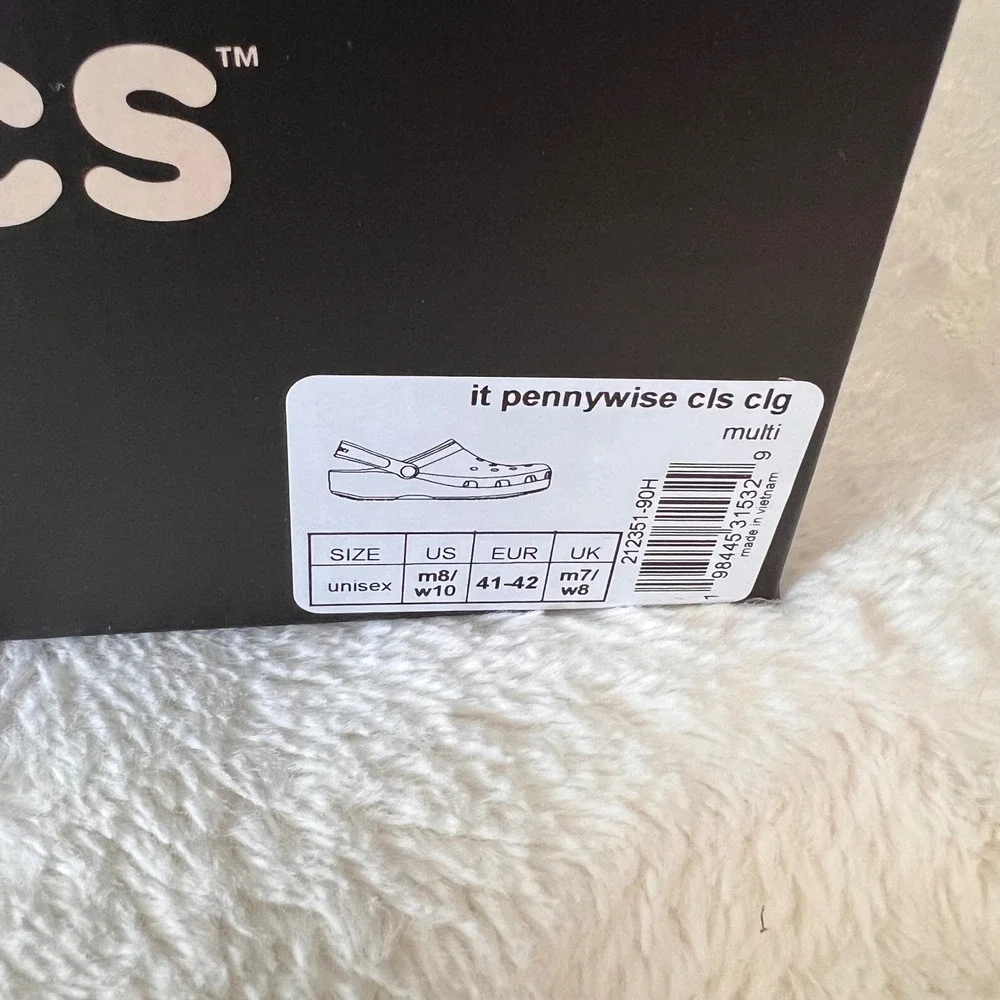 Crocs x IT Chapter 2 Pennywise Classic Clog Shoes Red Fur Size M8 / W10‎ NWB